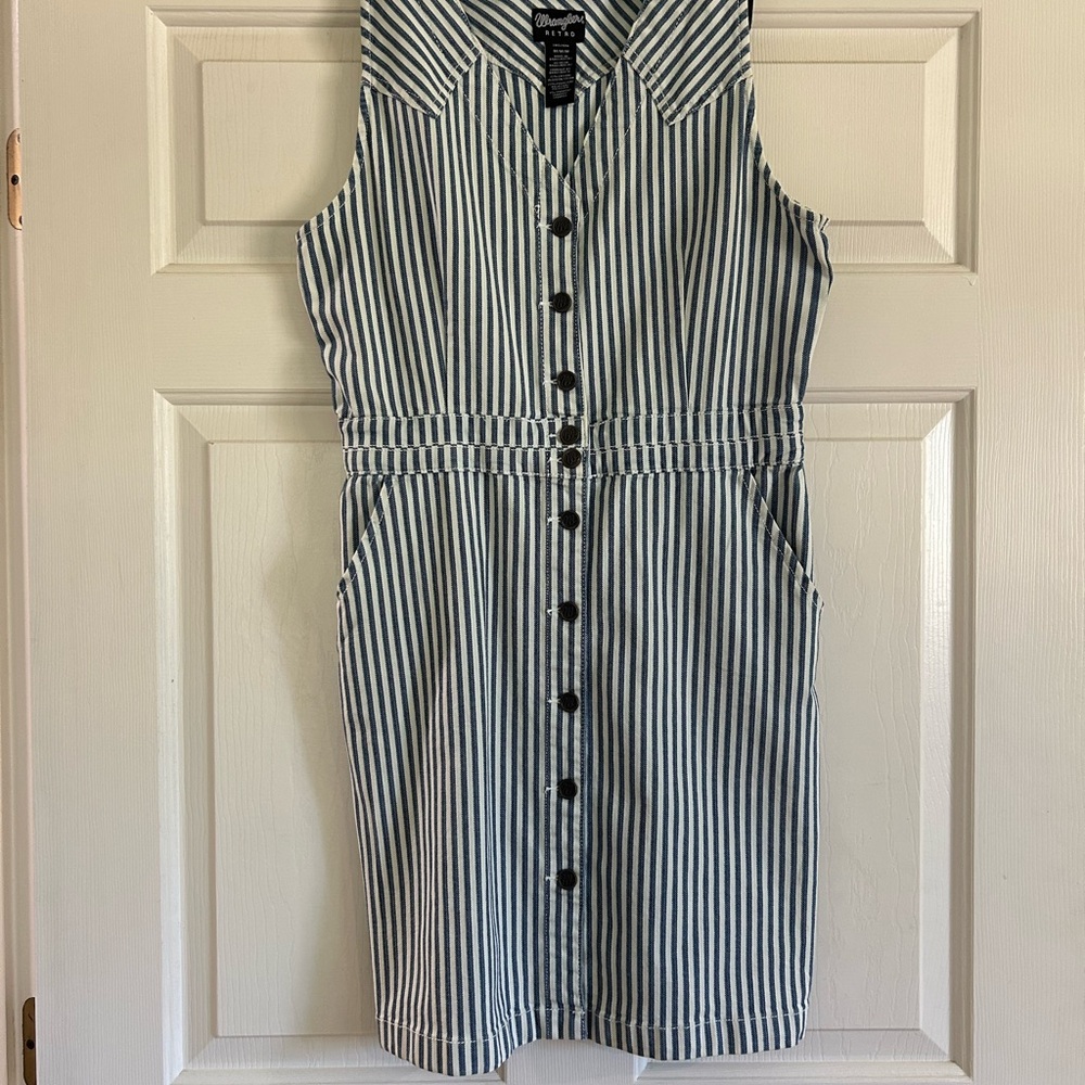 Wrangler Blue and White Striped Midi Dress